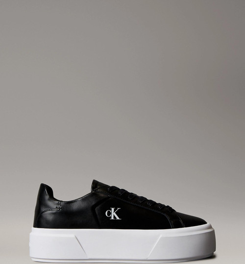 Flatform Bağcıklı Deri Kadın Siyah Sneaker YW0YW01928-BEH