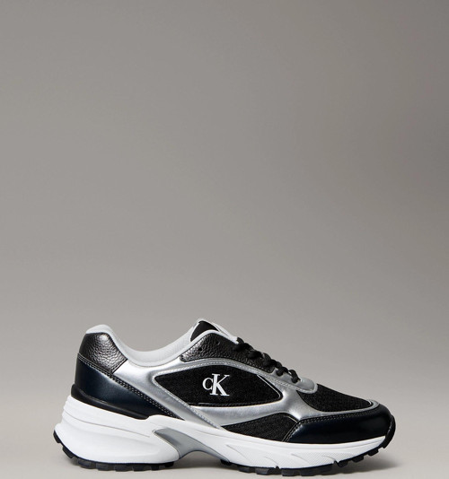 Hike Runner Bağcıklı File Karışımlı Metalik Erkek Siyah Sneaker YM0YM01402-01L