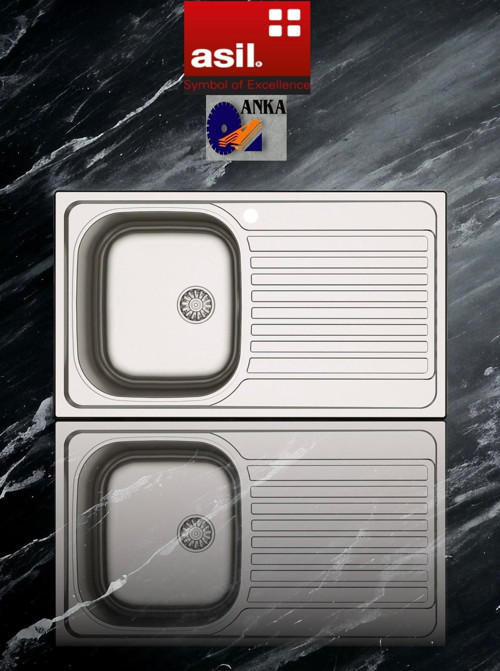 Inset Series As 89 50×86 Mikro Keten Dokulu Sağ Damlalıklı Paslanmaz Çelik Eviye (SİFON DAHİL)