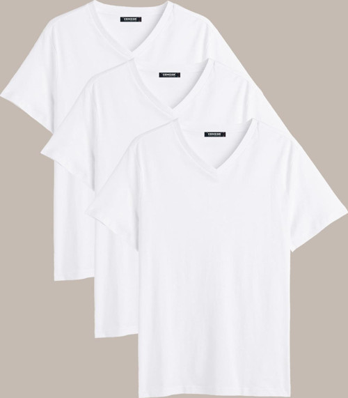 Erkek Çok Renkli T- Shirt Regular Fit Rahat Kesim V Yaka 3'lü Basic Tişört Paketi