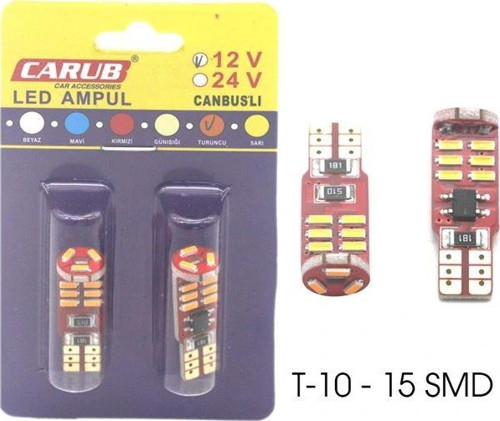 Park Ledi Canbus 15 Ledli Turuncu 12v T10 20w 2Li Set
