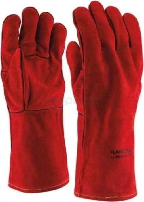 Flamefox-R-GB Rock Safety Kırmızı Deri Kaynakçı Eldiveni