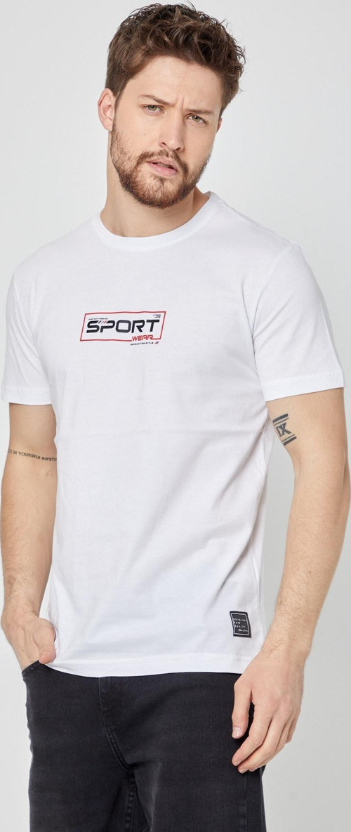 Erkek Beyaz Baskılı Slim Fit T-shirt
