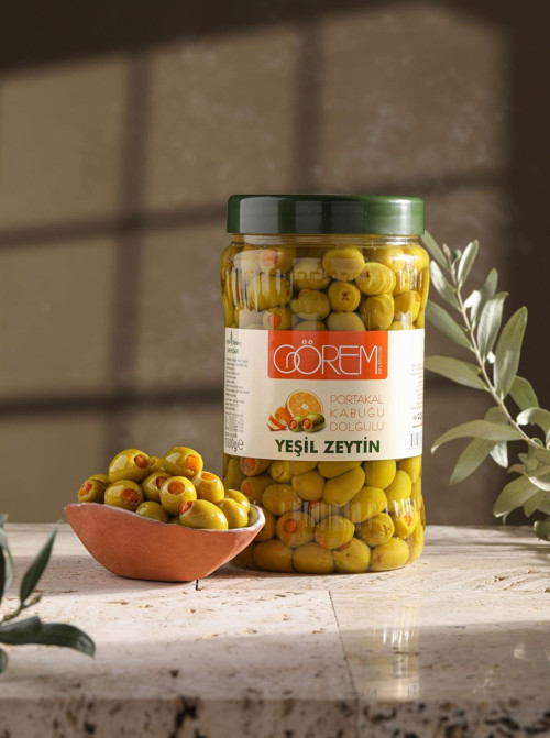 Taze Portakal Kabuğu Dolgulu Yeşil Zeytin 1 Kg