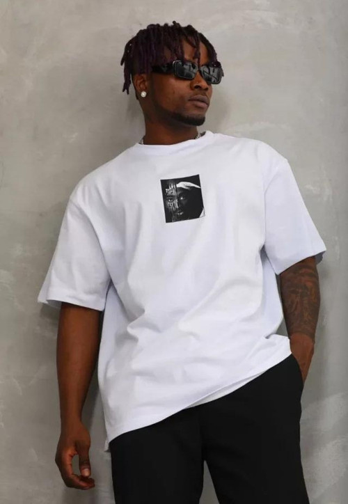 Unisex Oversize Baskılı Bisiklet Yaka TShirt