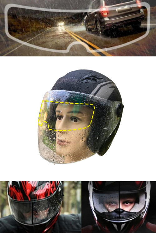 Motosiklet Kaskı Yağmur Kaydırıcı Su Tutmayan Cam Kask Görüntü Netleme Koruyucu Film