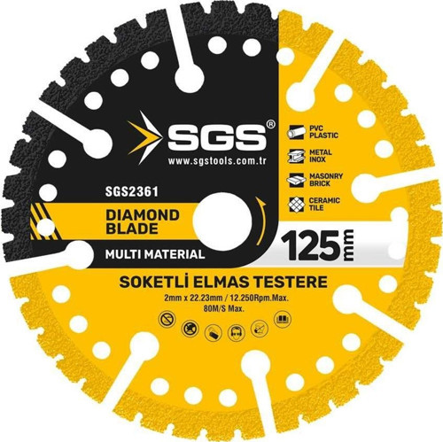 ÇOK AMAÇLI MULTI-MATERIAL ELMAS KESME DİSKİ 125 MM SGS2361