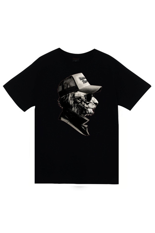 Siyah Aslan Baskılı T-shirt