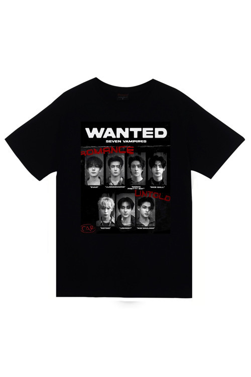 Enhypen – K-Pop Müzik Grubu Baskılı Unisex %100 Pamuk Siyah T-shirt