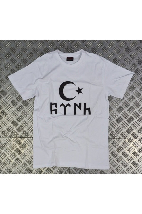 Unisex Beyaz Türk Baskılı T-shirt