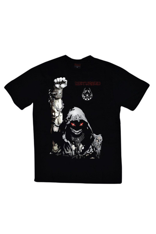 Disturbed Baskılı Unisex %100 Pamuk Siyah T-shirt