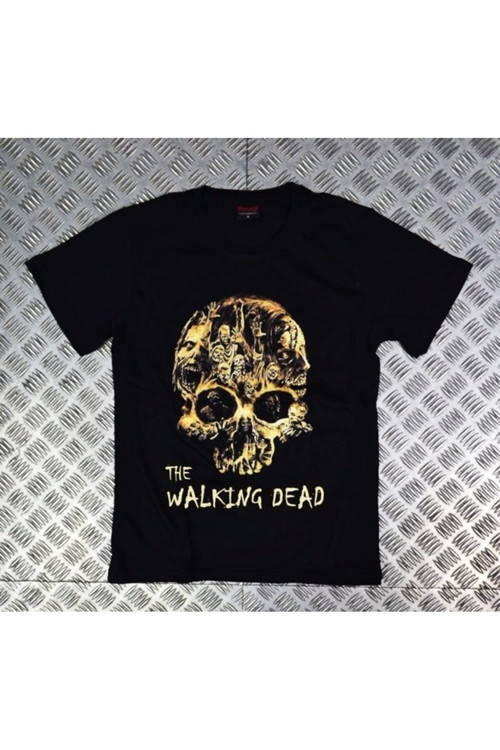 Unisex Siyah The Walkıng Dead Baskılı T-shirt