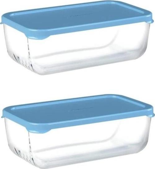 53743 Snow Box Kapaklı Cam Saklama Kabı Mavi 2 Adet