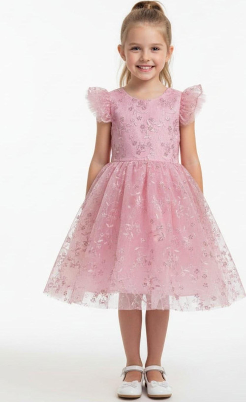 Narince Kız Çocuk Abiye Elbise M00778 PEMBE