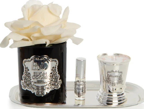 Siyah Silver Pirinç Mum ve Gül Set Luxury Home Perfume