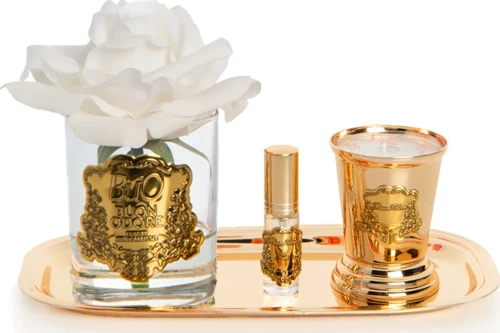 Gold Pirinç Mum ve Gül Set Luxury Home Perfume