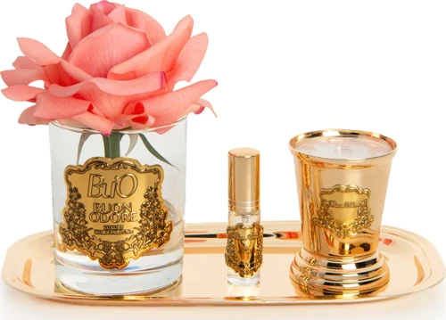 Gold Pirinç Mum ve Gül Set Luxury Home Perfume