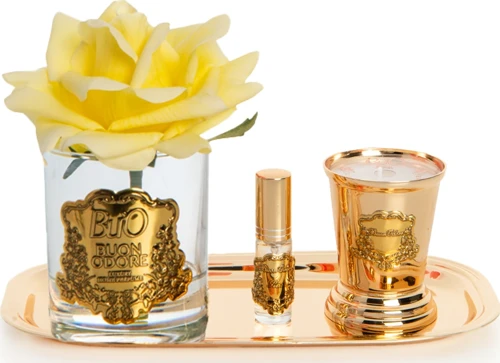 Gold Pirinç Mum ve Gül Set Luxury Home Perfume
