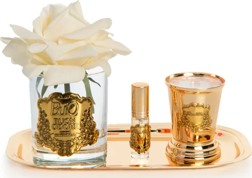 Gold Pirinç Mum ve Gül Set Luxury Home Perfume