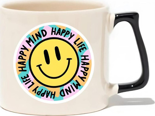 Happy Mind Happy Life Lüks Kupa - Hediye Seramik Kupa