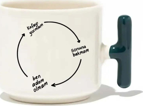 Kafayı Yormam Sonuna Bakmam Ben Adam Olmam Latte Fincanı- Hediye Seramik Kupa