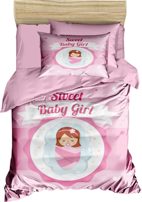 Yenidoğan Kız Bebek Nevresim Takımı %100 Pamuklu Sweet Baby Girl
