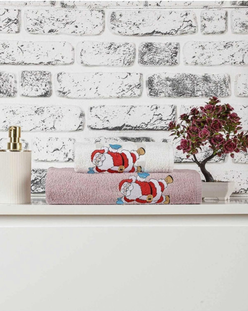 Banyo Havlusu Takımı Noel Baba Nakışlı