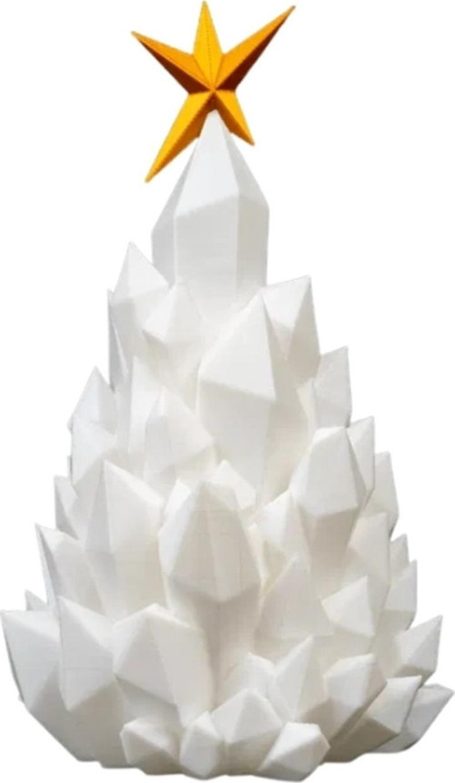 Yılbaşı - 19 cm Dekoratif Işıklı Çam Ağacı - Gece Lambası - LED Mum Dahil - 3D Baskı