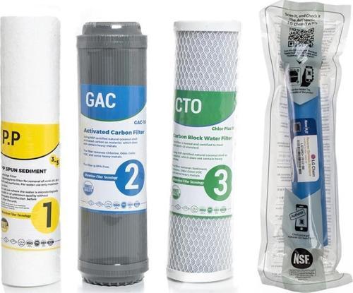 Su Arıtma Cihazı Çift Karbonlu Açık Kasa 4'lü Filtre Seti, Lg Membranlı