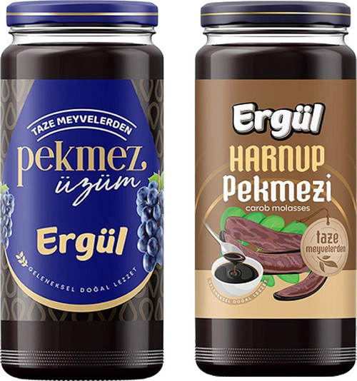 Üzüm ve Harnup Keçiboynuzu Pekmezi 600 gr Cam 2 li Set