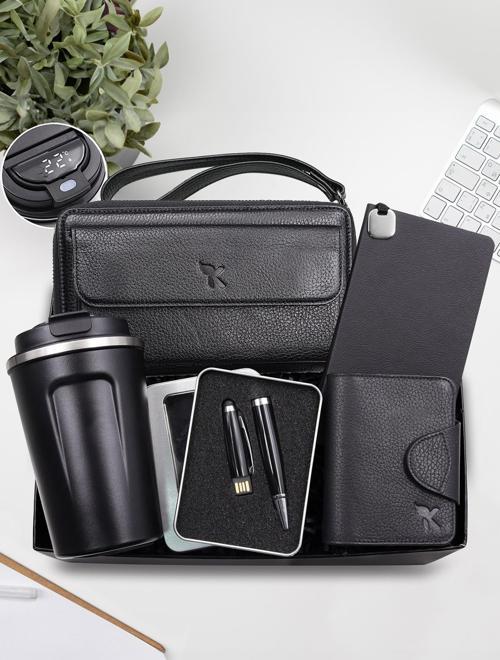 350 Ml Çelik Termos & Hakiki Deri Cüzdan & Usb Kalem & Not Defteri & Hakiki Deri Kartlık Hediye Seti