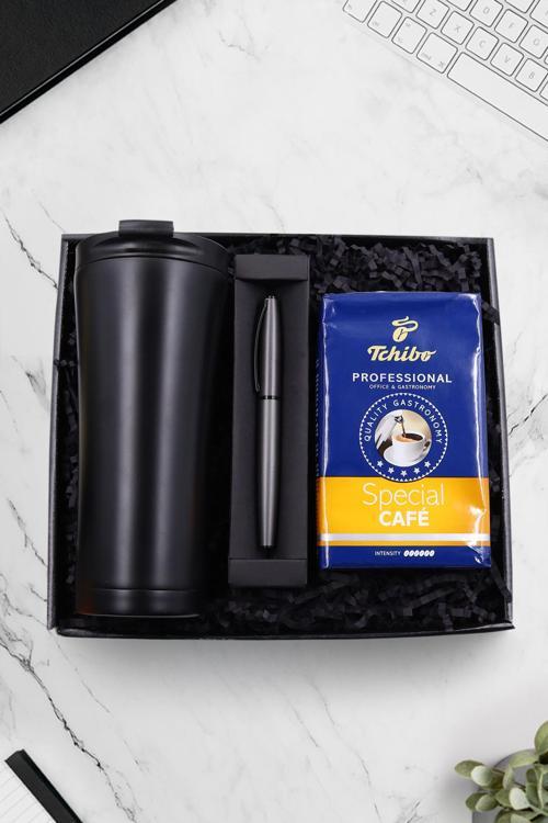 500 Ml Çelik Termos & Gri Metalik Roller Kalem & 250 Gram Tchibo Special Filtre Kahve Hediye Seti
