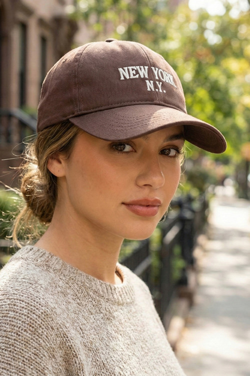 New Yor Siyah Baseball Cap Şapka - Kahve