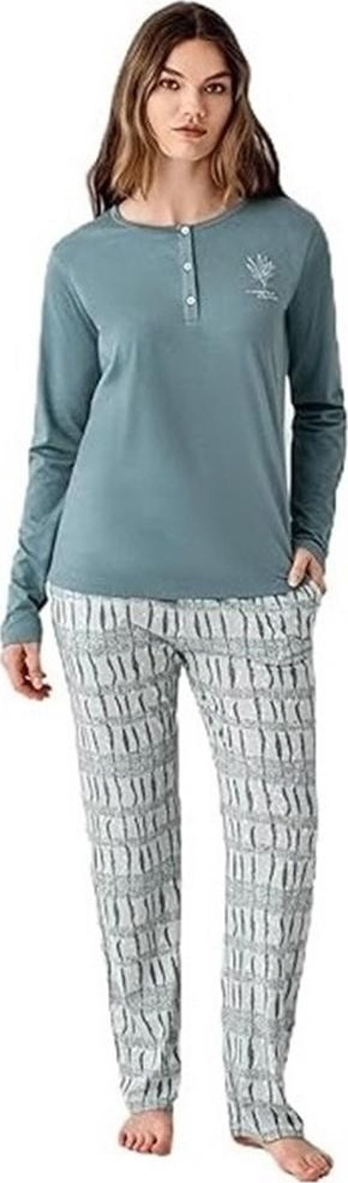 Modal Pamuk Uzun Kol Sıfır Yaka Patlı Bayan Pijama Takım