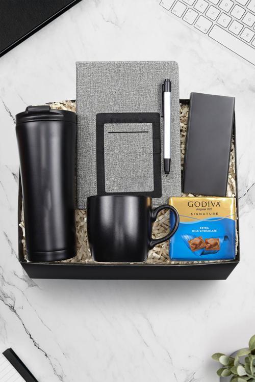 Çelik Termos Ve Kupa Ve Telefon Cepli Defter Ve Touch Pen Ve Godiva Çikolata Vepowerbank Hediye Seti