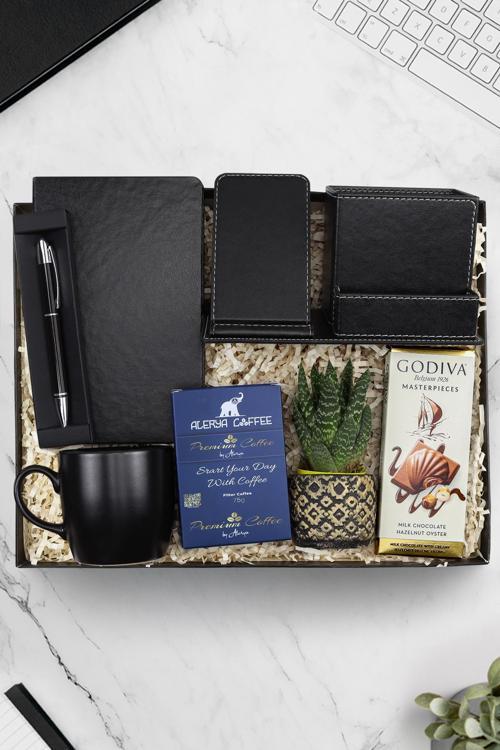 Defter & Kalem & Telefonlu Kalemlik & Filtre Kahve & Çikolata & Kupa & Çiçek & Saksı Hediye Seti