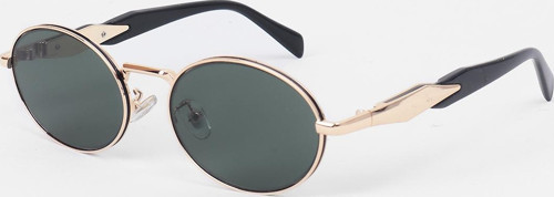 Claw Metal Detaylı Oval Unisex Güneş Gözlüğü - Gold Çerçeve Yeşil Cam