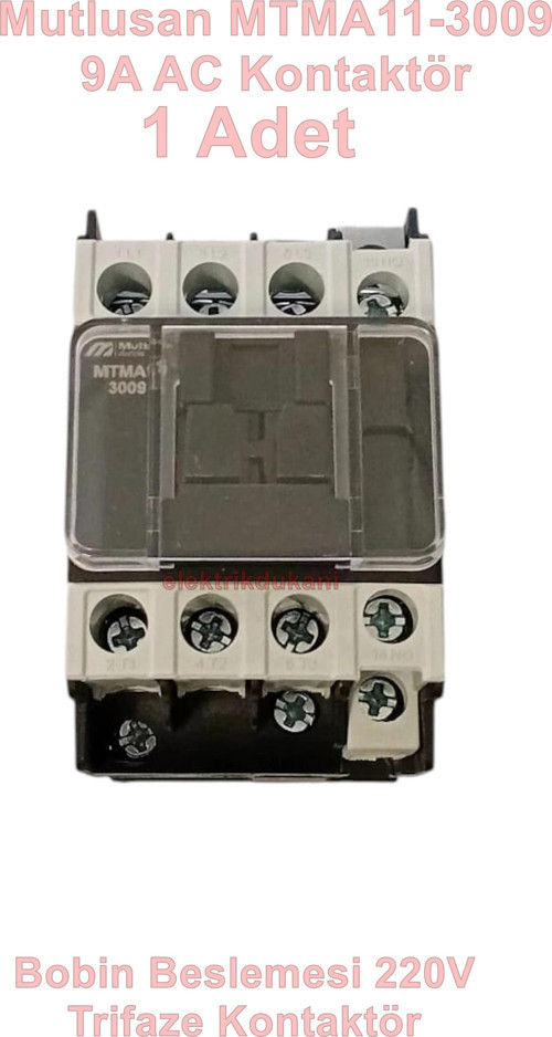 3P 9A 4KW AC Kontaktör 220v 1NO+1NC (9 Amper 220 Volt 1 Açık 1 Kapalı Kontak Trifaze Kontak