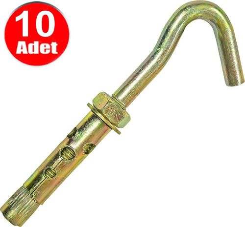 Açık Kancalı Çelik Dübel Halkalı Beton Dübeli M6x90 (8mm) -10 adet