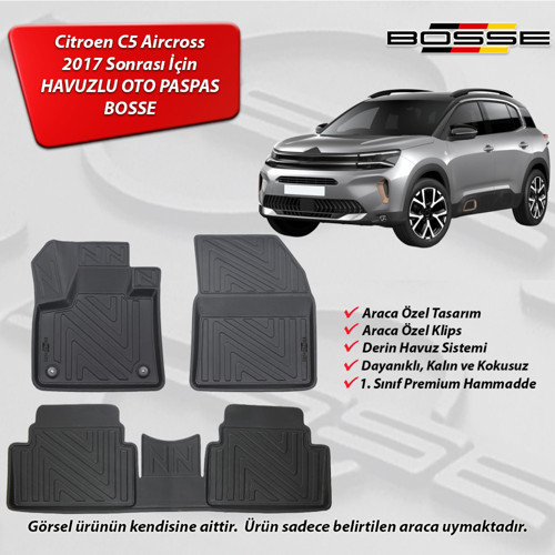 Citroen C5 Aircross Paspas Araca Özel 2019 2024 Paspas 3D Havuzlu