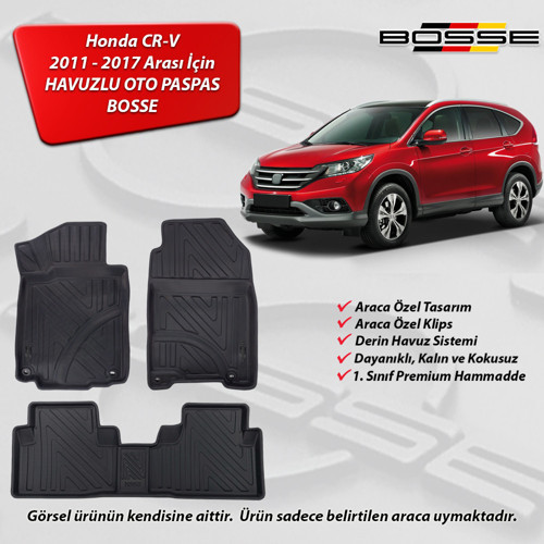 Honda CR-V Paspas CRV Araca Özel 2012 2018 Arası Paspas 3D Havuzlu 3D Havuzlu