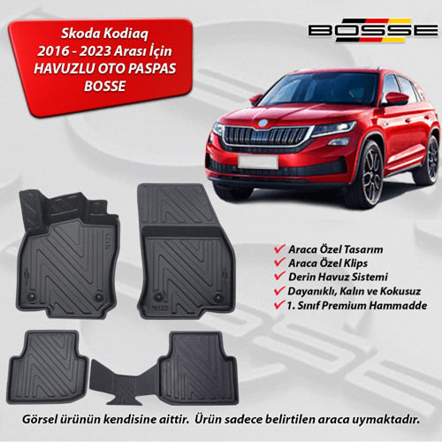 Skoda Kodiaq Paspas Araca Özel 2017 2025 Paspas 3D Havuzlu