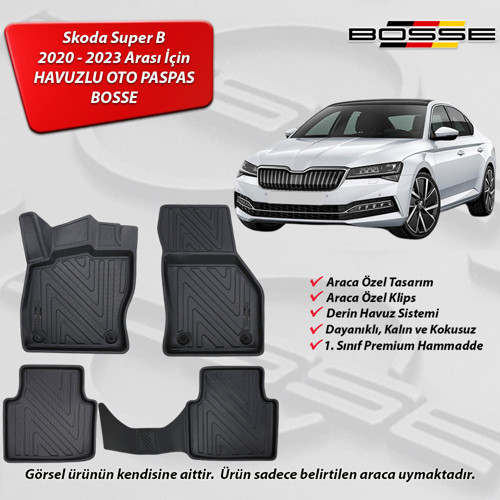 Skoda SuperB Paspas Araca Özel 2015 2024 Paspas 3D Havuzlu