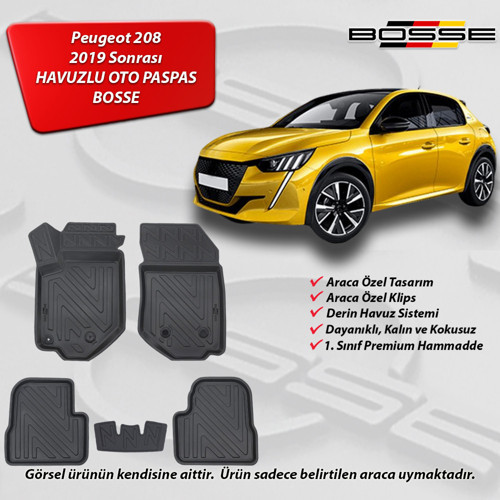 Peugeot 208 Paspas Araca Özel 2020 2024 Paspas 3D Havuzlu