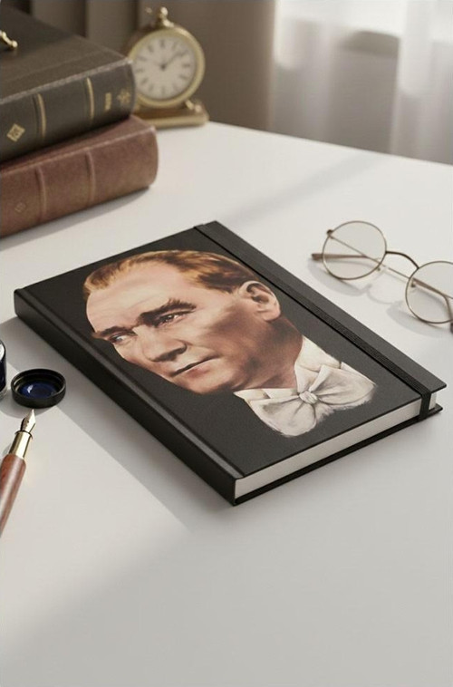 Atatürk Tarihsiz Ajanda Kuşe Kapak Sarı 1 Adet Atatürk Modalist Çizgili Defter Lastikli 14x20 cm Günlük Planlayıcı