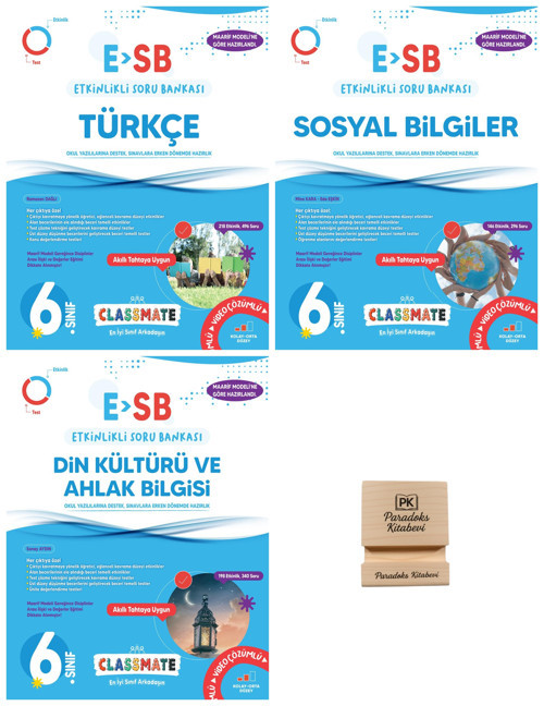 Okyanus 6. Sınıf Classmate Türkçe Sosyal ve Din Etkinlikli Soru Bankası 3lü Set + Telefon Standı