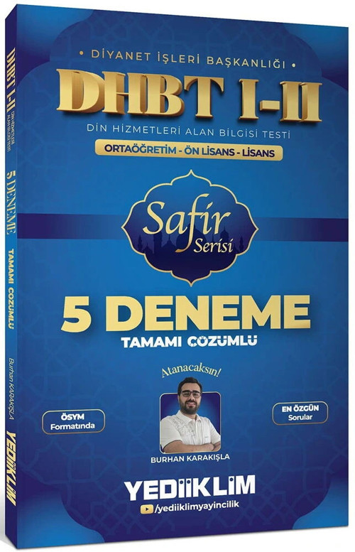 2026 Dhbt 1-2 ortaöğretim Önlisans lisans Çözümlü 5 Deneme Safir Seri Yediiklim