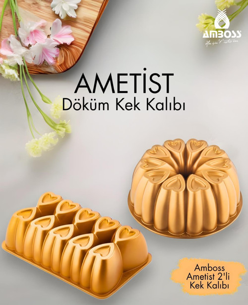 Ametist 2 Parça Döküm Kek Kalıbı ( Gold )