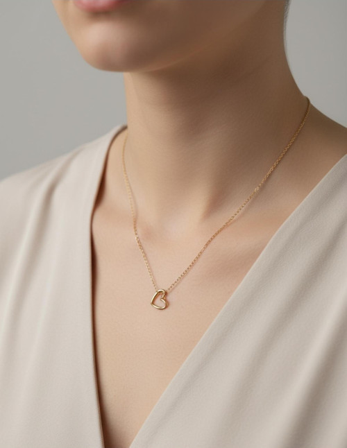 Çelik Italyan Klasik Zincir Kalp Kolye Altın Renk | Kararmaz , Unisex , 2 Yıl Garantili