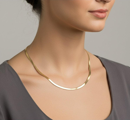 Çelik Italyan Yassı Balıksırtı Kolye 3 Mm Altın Renk | Kararmaz , Unisex , 2 Yıl Garantili